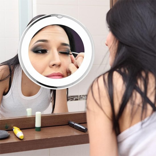 Miroir maquillage LED rechargeable grossissement 10X | Lumina - Sylglow - L'Univers beauté